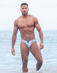 V20 Print Swim Brief - Seascape White