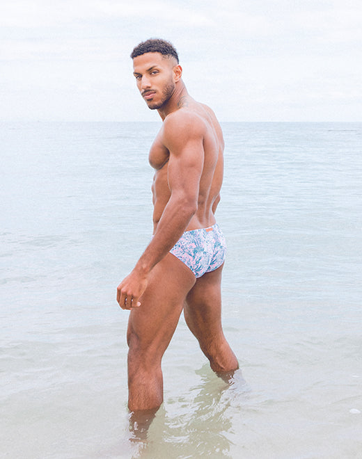 V20 Printed Swim Brief - Coral Teal