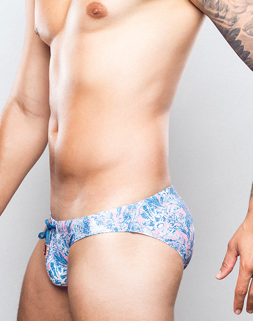 V20 Printed Swim Brief - Coral Teal