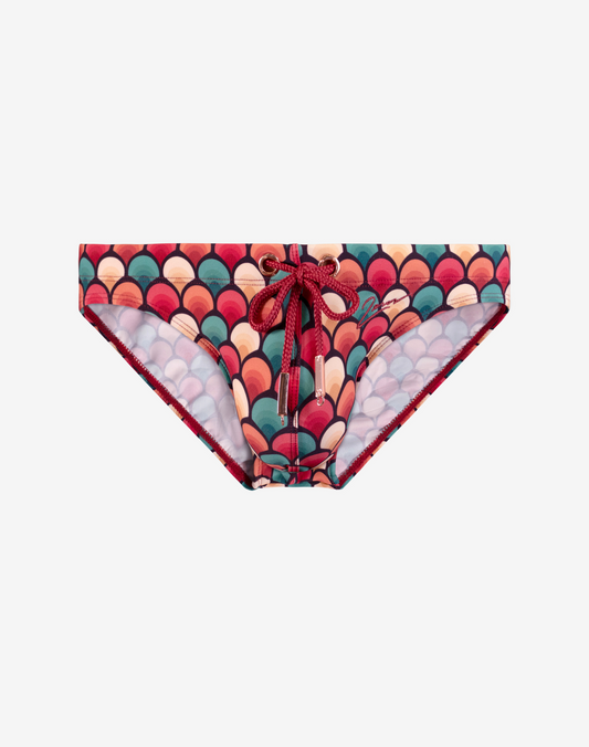 V20 Printed Swim Brief - Retro Red