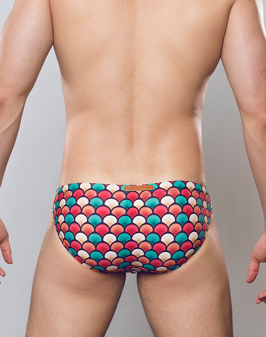 V20 Printed Swim Brief - Retro Red