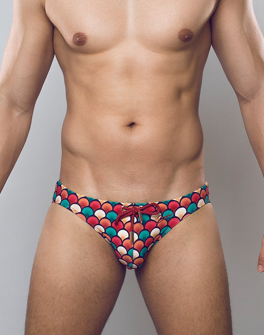 V20 Printed Swim Brief - Retro Red