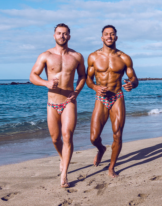 V20 Printed Swim Brief - Retro Red