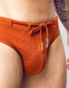 V30 Textured Swim Brief - Signet Carmine