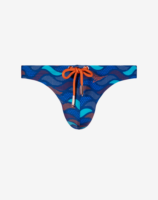 V80 Print Swim Thong - Ocean Blue