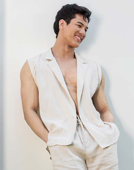 Breezy Linen Single Button Wrap Vest - Beige
