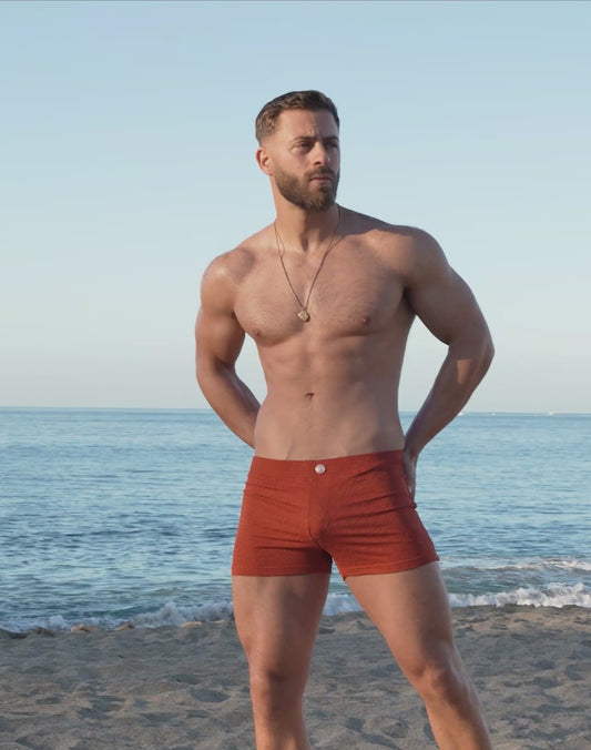 V60 Textured Swim Trunk- Signet Carmine