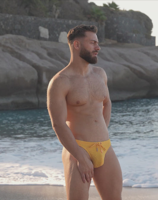 V80 Textured Swim Thong - Ripple Yellow