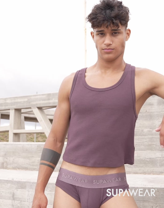 Ribbed Cropped Singlet - Peppercorn
