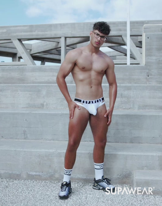 Ribbed Slashed Brief Underwear - White