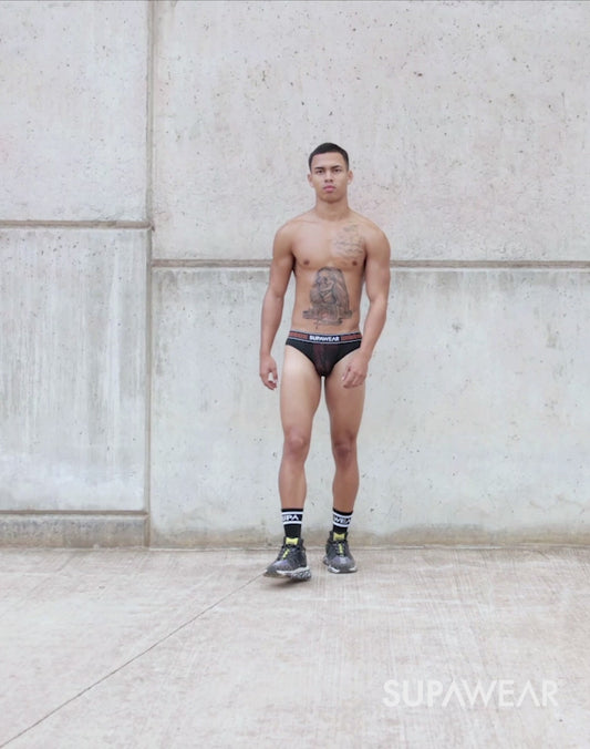 Neon Mesh Brief Underwear - Neon Orange