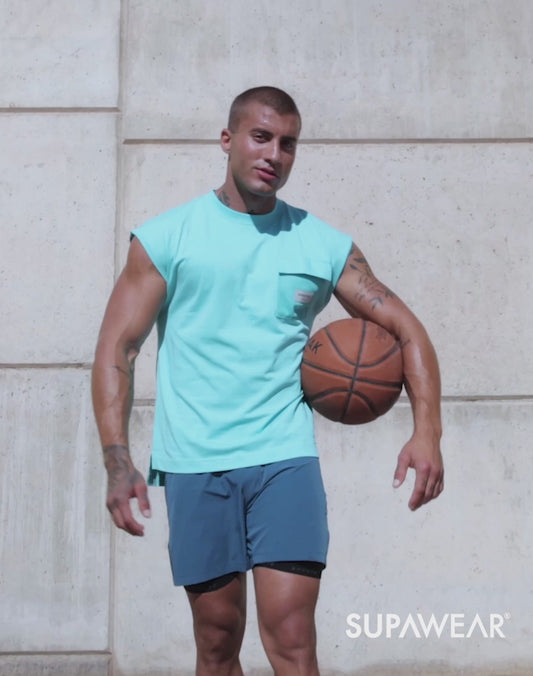 Wide-Cut Tank - Turquoise Blue