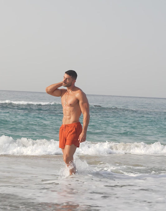 S90 Textured Manly Shorts - Signet Carmine