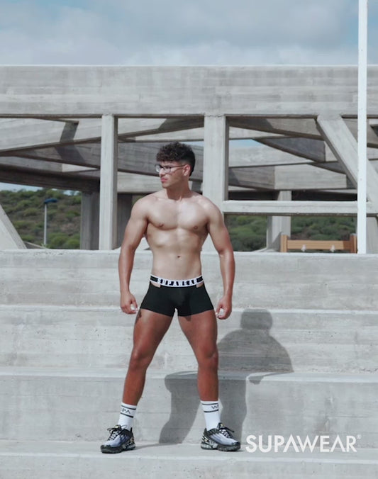 Ribbed Slashed Trunk Underwear - Black