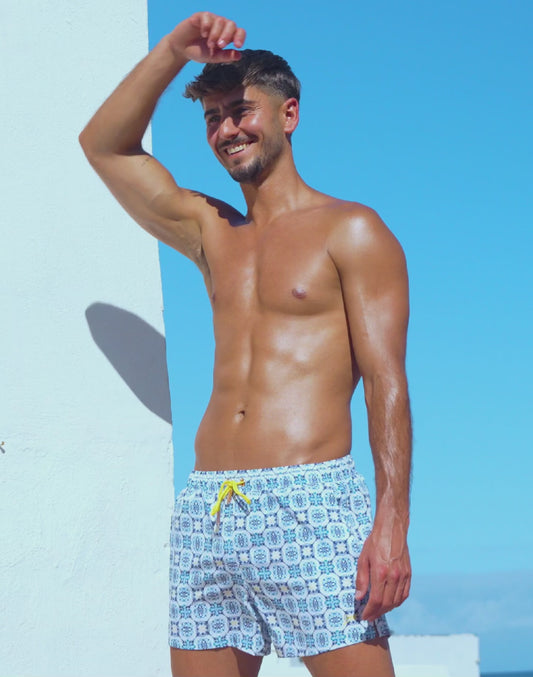 Printed Byron Shorts - Mykonos