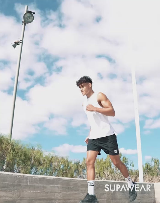 Solid & Mesh Tanktop - White