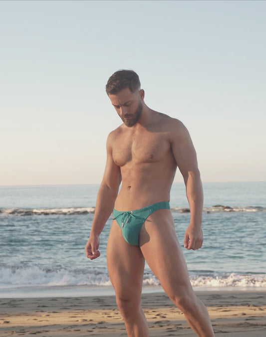 V80 Textured Swim Thong - Ripple Green