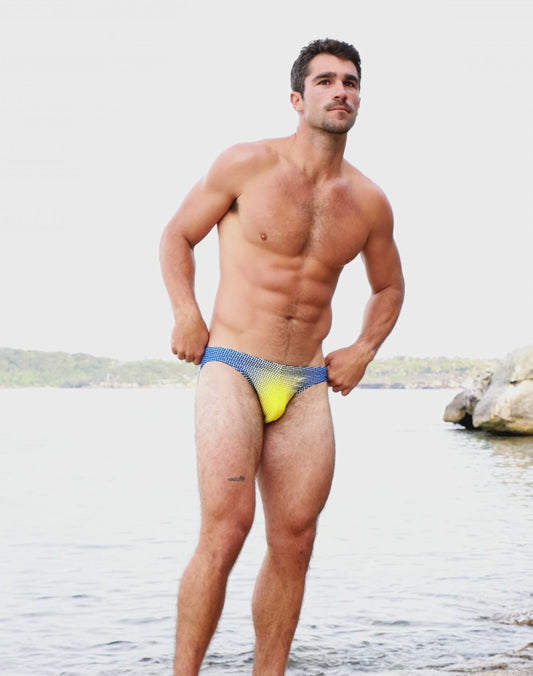 V20 Printed Swim Brief - Comic Yellow/Navy