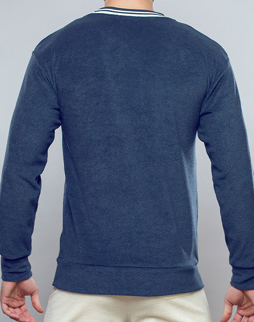 Terry Towelling Sweater  -  Navy