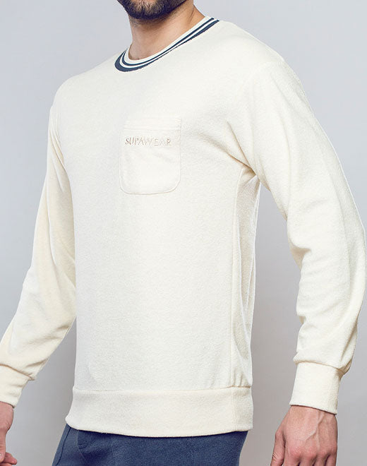 Terry Towelling Sweater  -  Off White