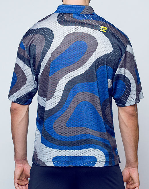 Short Sleeve Mesh Shirt - Blue Combo Print