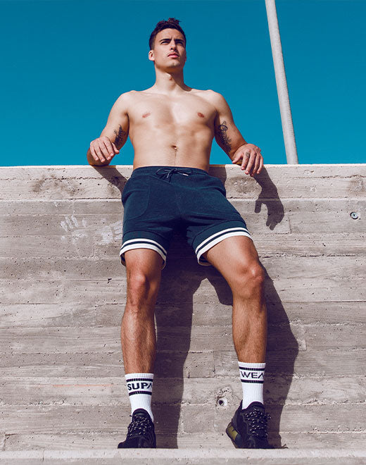 Terry Towelling Shorts  -  Navy