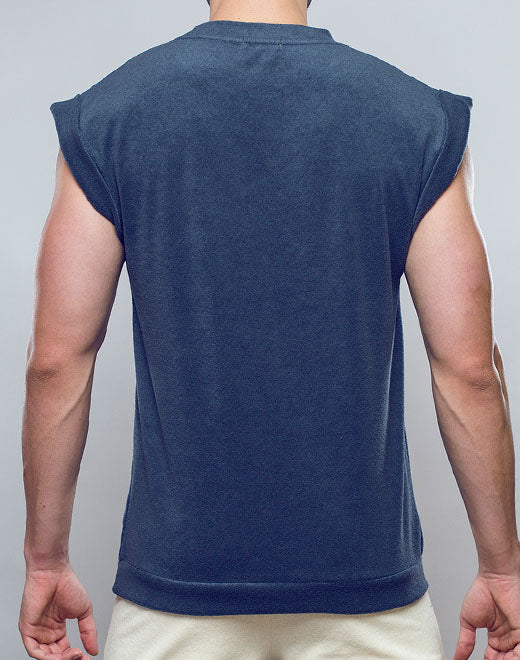 Terry Towelling Tank  -  Navy