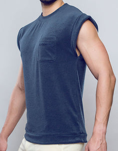 Terry Towelling Tank  -  Navy