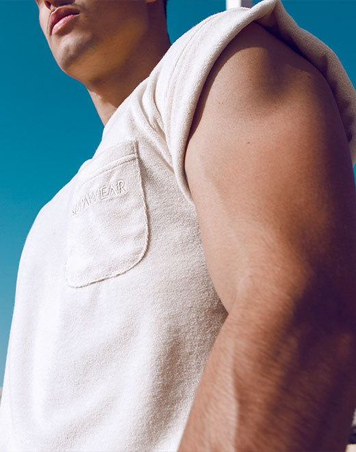Terry Towelling Tank  -  Off White